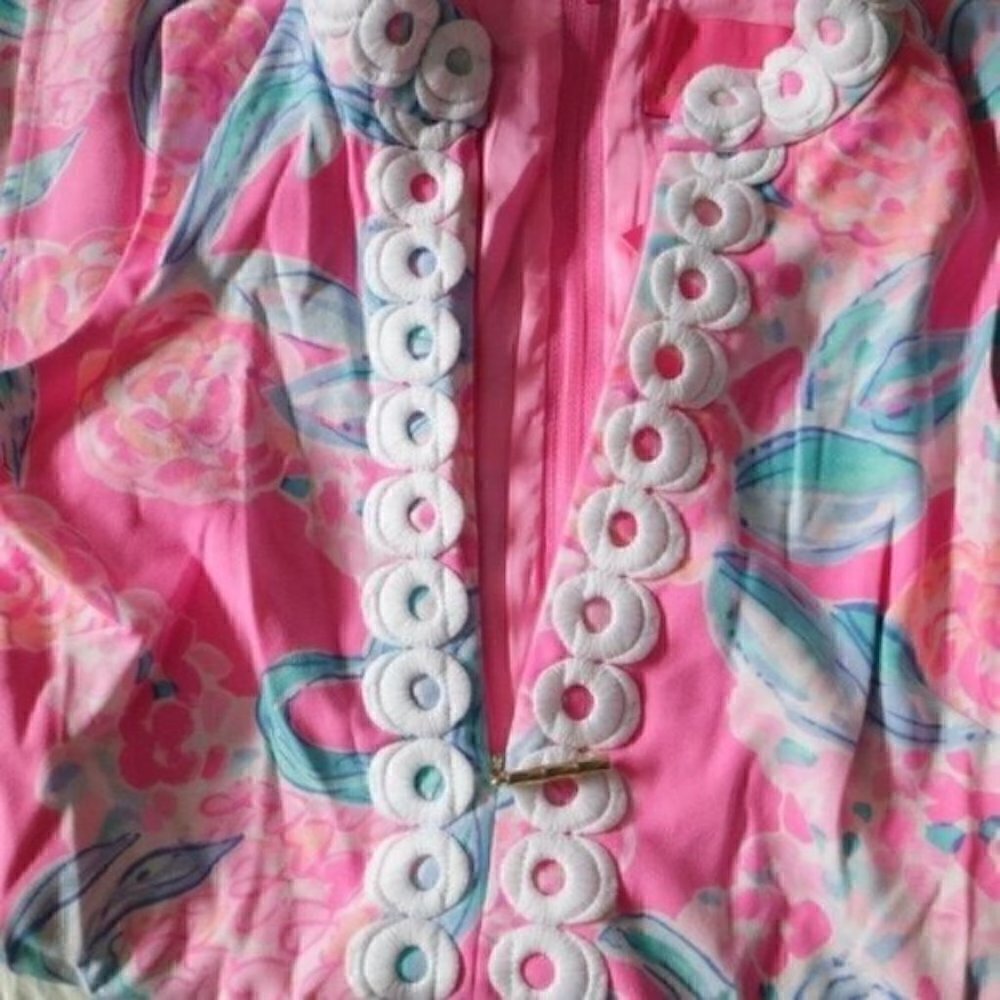 NEW Lilly Pulitzer Tropical Printed Jonna Romper Size 0 Prosecco Pink Blue - Picture 10 of 13